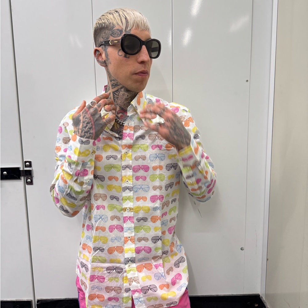 van Laack Sunnies 😎 Colorful Sunglasses Print Shirt 💛🩵🩷💚🧡 - Picture 6 of 7